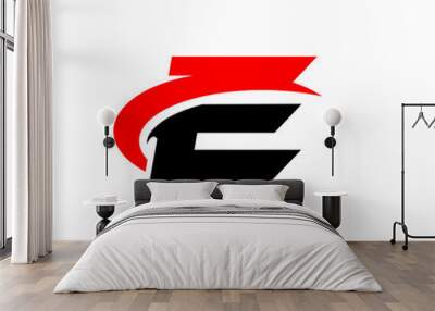 initial logo with slice graphic vector red black E Wall mural