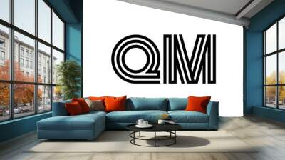 Initial two letter black line shape logo vector QM Wall mural