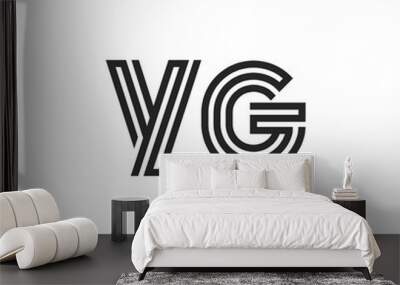 Initial two letter black line shape logo vector YG Wall mural