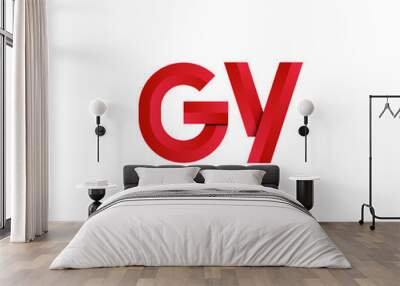 Initial two letter red 3D logo vector GY Wall mural