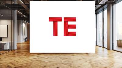 Initial two letter red 3D logo vector TE Wall mural