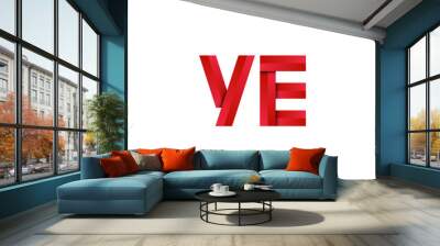 Initial two letter red 3D logo vector YE Wall mural