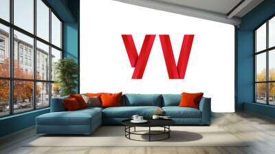 Initial two letter red 3D logo vector YV Wall mural