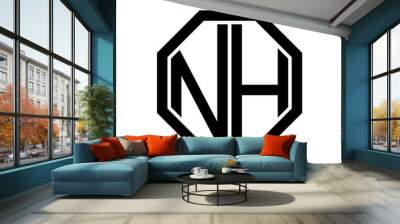 NH initial monogram logo, octagon shape, black color	 Wall mural