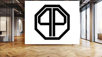 PP initial monogram logo, octagon shape, black color Wall mural