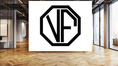 VF initial monogram logo, octagon shape, black color Wall mural