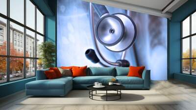 Stethoscope on a background X-ray images Wall mural