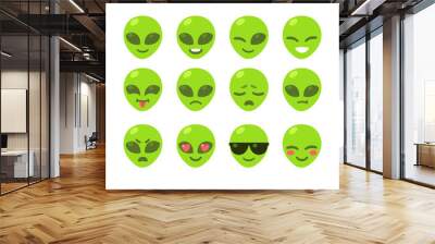 alien emoticon set Wall mural