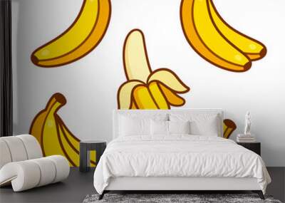 Cartoon bananas illustration set Wall mural