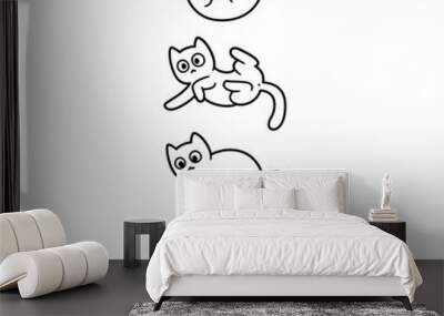 Cartoon cat falling Wall mural