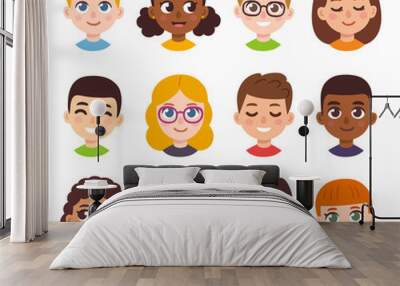 Cartoon children avatar set Wall mural