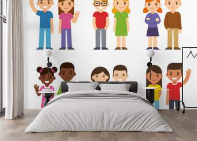 Cartoon diverse children Wall mural