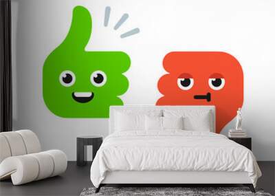 Cartoon Thumbs Up and Thumbs Down Wall mural