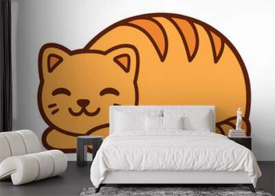 Cat bread loaf cartoon drawing Wall mural