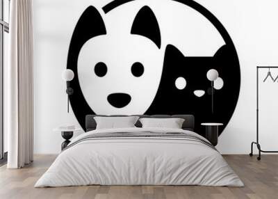 Cat dog yin yang Wall mural