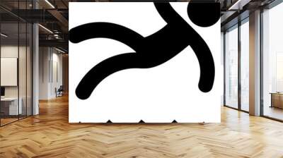 Caution symbol, icon of stick figure man falling in water. Workplace safety and injury vector illustration. Wall mural