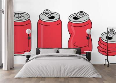 Crushed aluminum can drawing set Wall mural