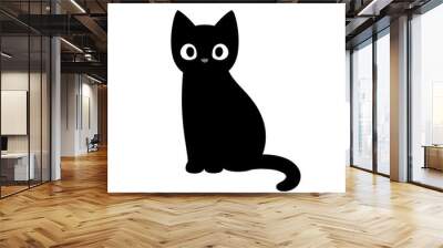 Cute cartoon black cat Wall mural