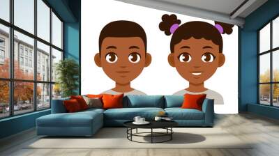 Cute cartoon black children Wall mural