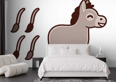 Cute cartoon donkey tail game Wall mural