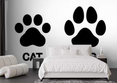 Dog and cat paw print Wall mural