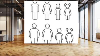 Fat people line icon figures Wall mural