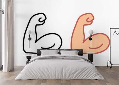 Flexing arm bicep emoji icon Wall mural