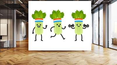 funny cartoon celery Wall mural