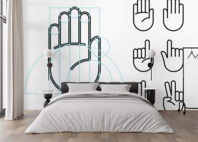 Hand gesture icons Wall mural