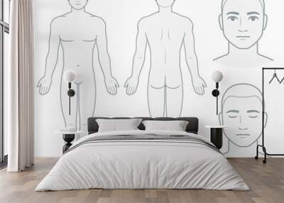 Male body and face chart Wall mural