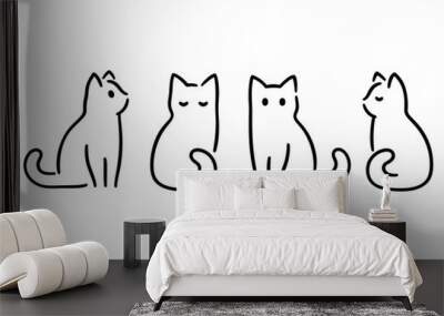 Minimal cat drawing Wall mural