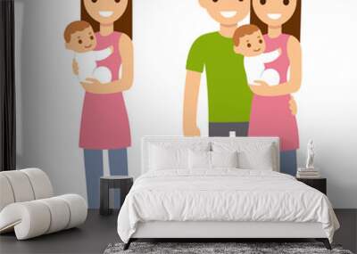 Mother and father with baby Wall mural