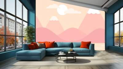 Mountain and hill coast landscape Wall mural