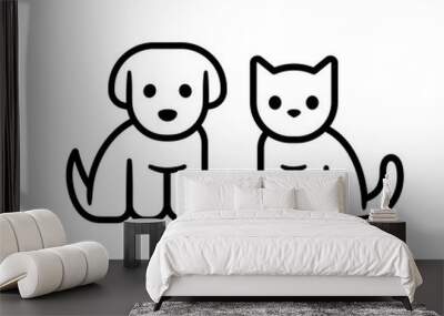 Puppy and kitten icon Wall mural