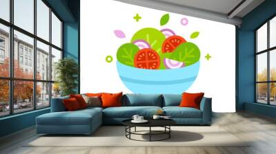 Salad bowl illustration Wall mural