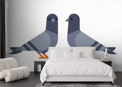 Two pigeons simple illustration Wall mural