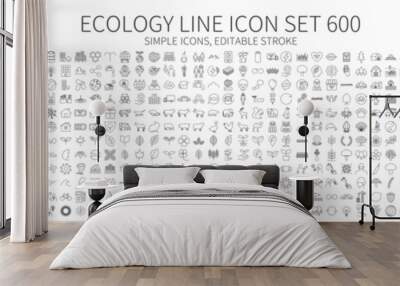 Green icon set 600 related to ecology and nature Wall mural