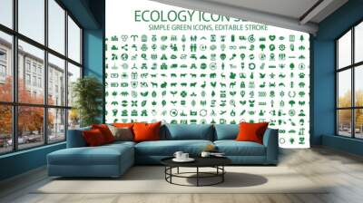 Green icon set 600 related to ecology and nature Wall mural