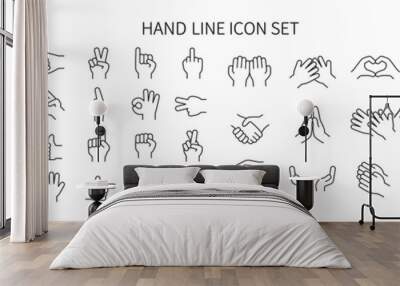 Hand gesture icon set of various shapes Wall mural