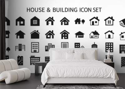 House and building icon set Wall mural