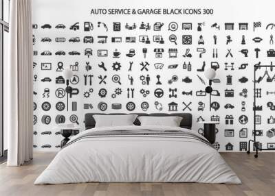 Icon set 300 related to auto service and garage Wall mural