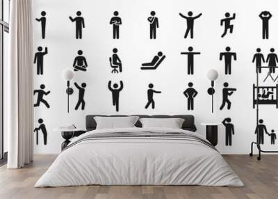 People pictogram set in various poses Wall mural