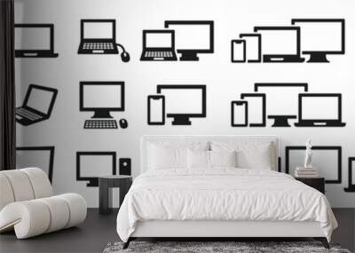 Simple computer icon set in various shapes Wall mural