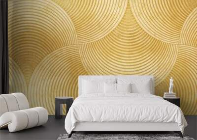 Abstract gold circular pattern overlapping painting mural with gradient for Asian, zen interior design decoration product template background 3D Wall mural