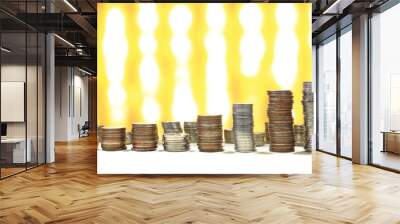 Coin stack in increasing graph pattern. Business growth concept Wall mural