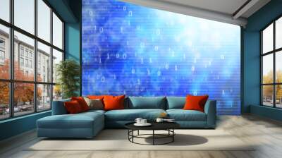 world of digital data. global connections by cyber binary information transmitted. security in digital business concepts. blue data power grid. Wall mural