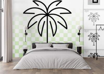 Geometric palm tree simple black line vector icon Wall mural