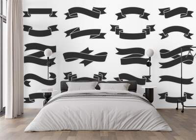 paper ribbon black silhouette icons vector set Wall mural