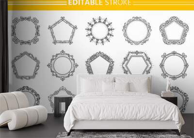 text frame monogram hexagon circle art vector set Wall mural