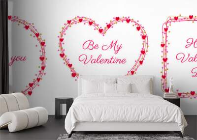 Valentine line frame heart heart love card vector Wall mural